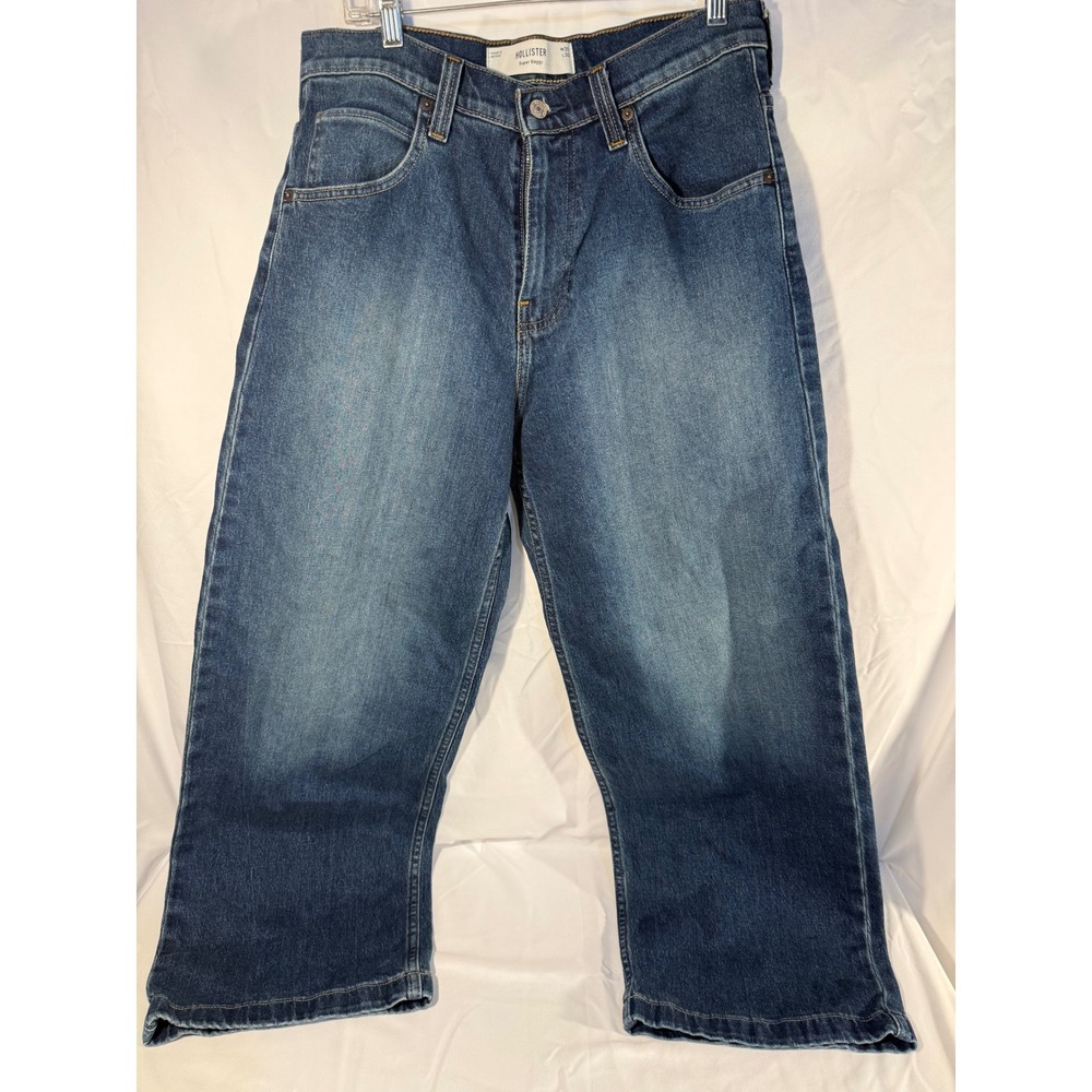 Hollister Super Baggy Jeans Medium Wash Wide Leg Denim Men'sW30 L30 Streetwear